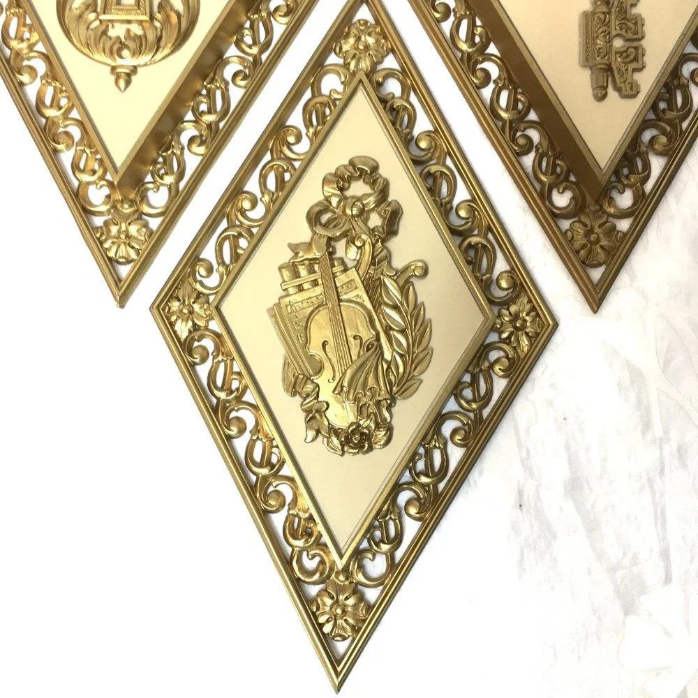 * DART MCM  Diamond Music and Key Wall Decor Plaques Vintage 14” x 8”